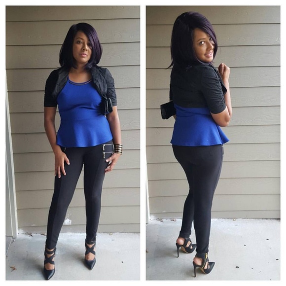 Miley and Molly Blue Sleeveless Peplum Top Size Large - Picture 5 of 9